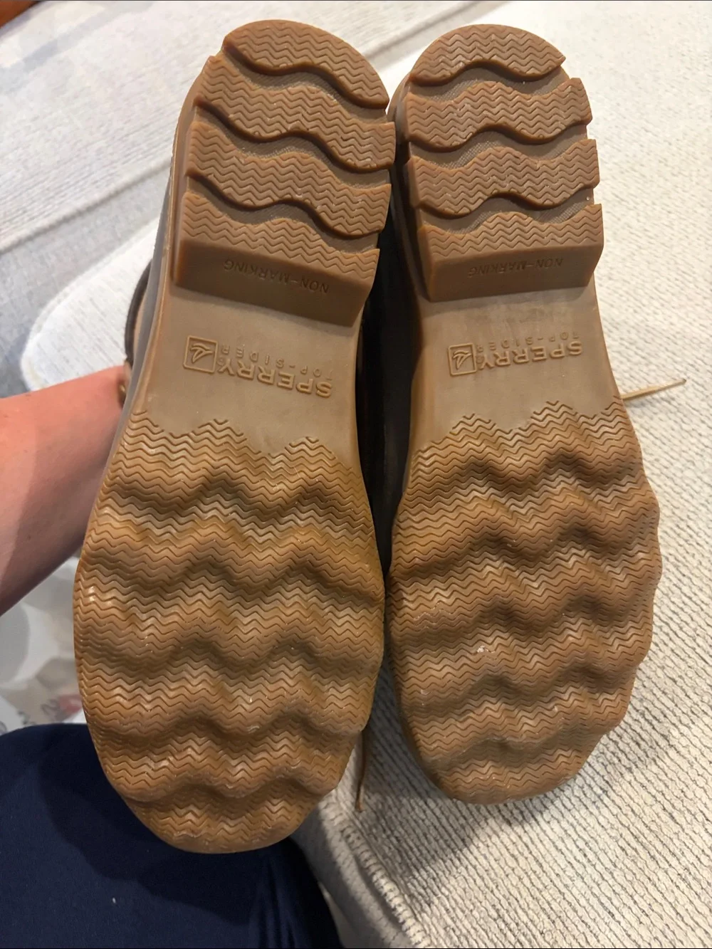 Sperry Brown Duck Boots with Rubber Toe and Lace-Up Front